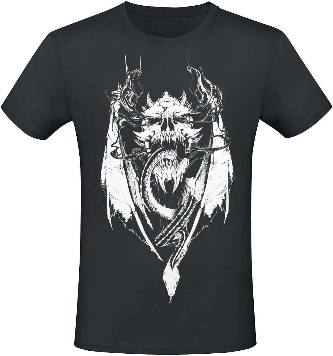 Levně Gothicana by EMP T-Shirt With Dragon And Skull Frontprint Tričko černá