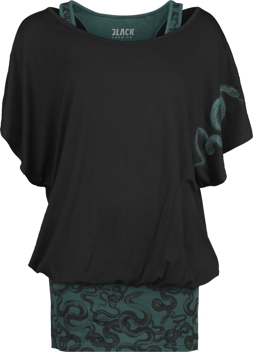 Levně Black Premium by EMP Balení 2 ks s hadím potiskem Dámské tričko černá