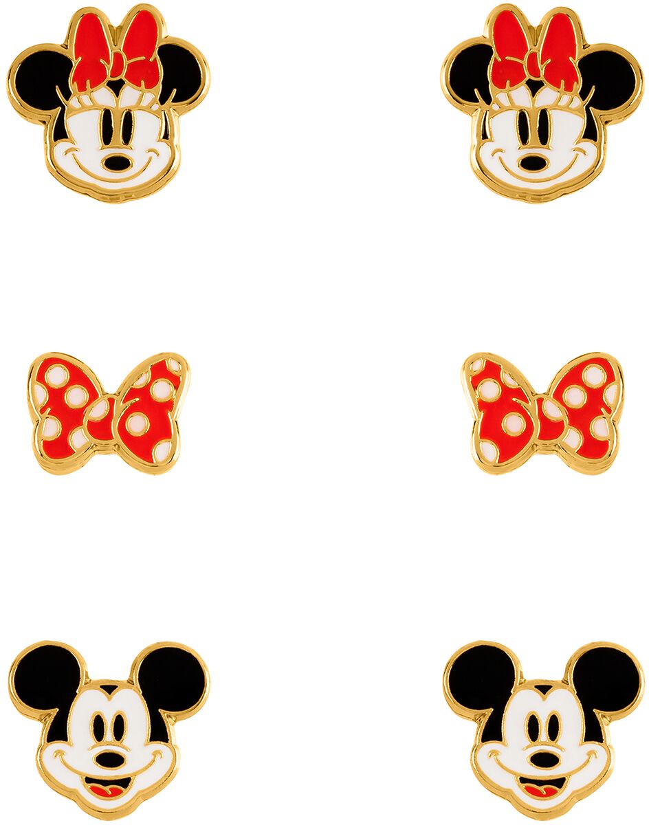 Micky Maus Mickey und Minnie Ohrstecker-Set goldfarben