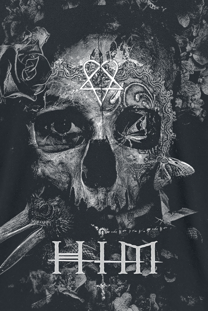 HIM T-Shirt - Corpus Belt Allover - S bis M - für Männer - Größe M - schwarz  - Lizenziertes Merchandise!