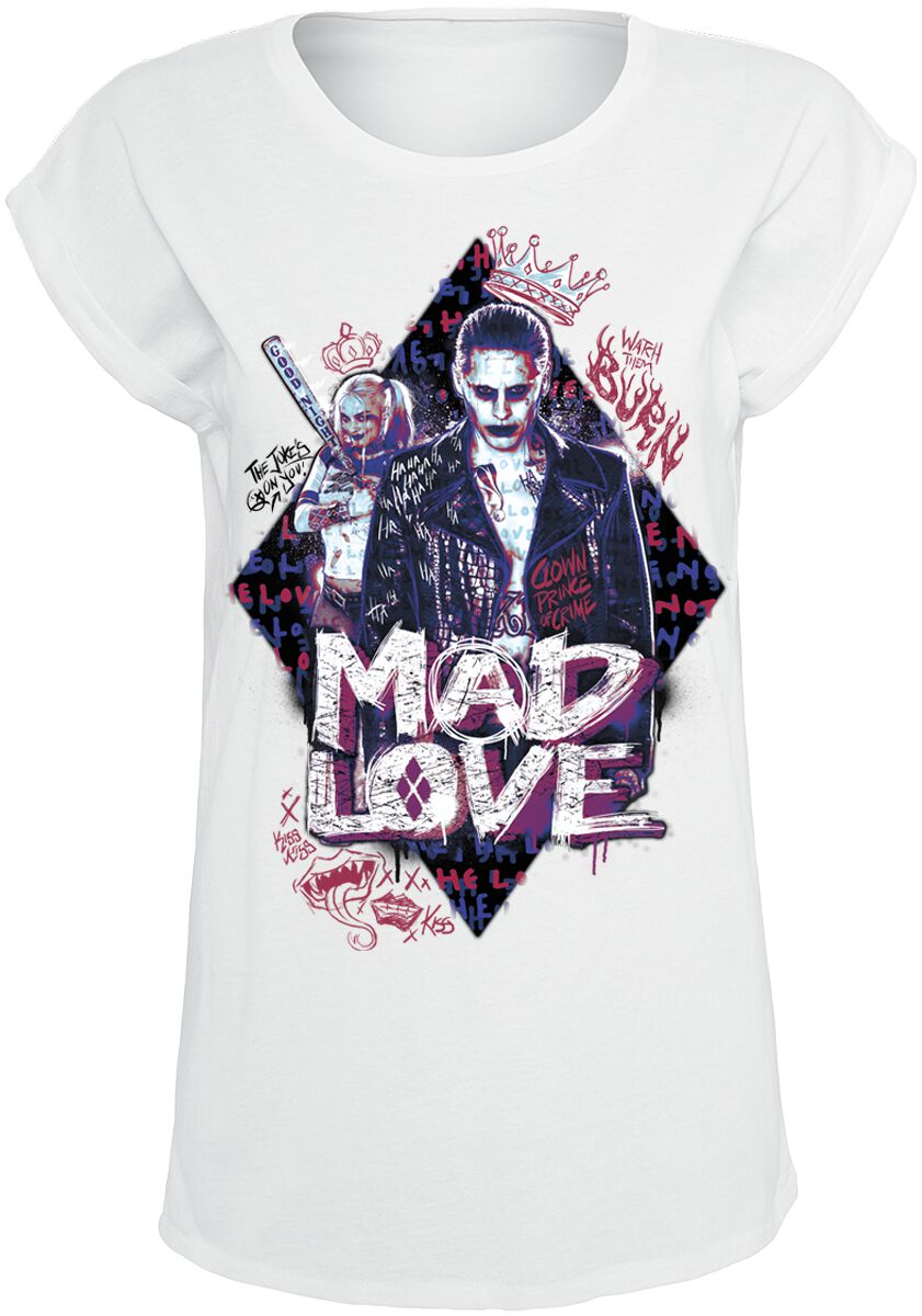 Suicide Squad - DC Comics T-Shirt - Joker - Mad Love - S bis M - für Damen - Größe S - weiß  - EMP exklusives Merchandise!
