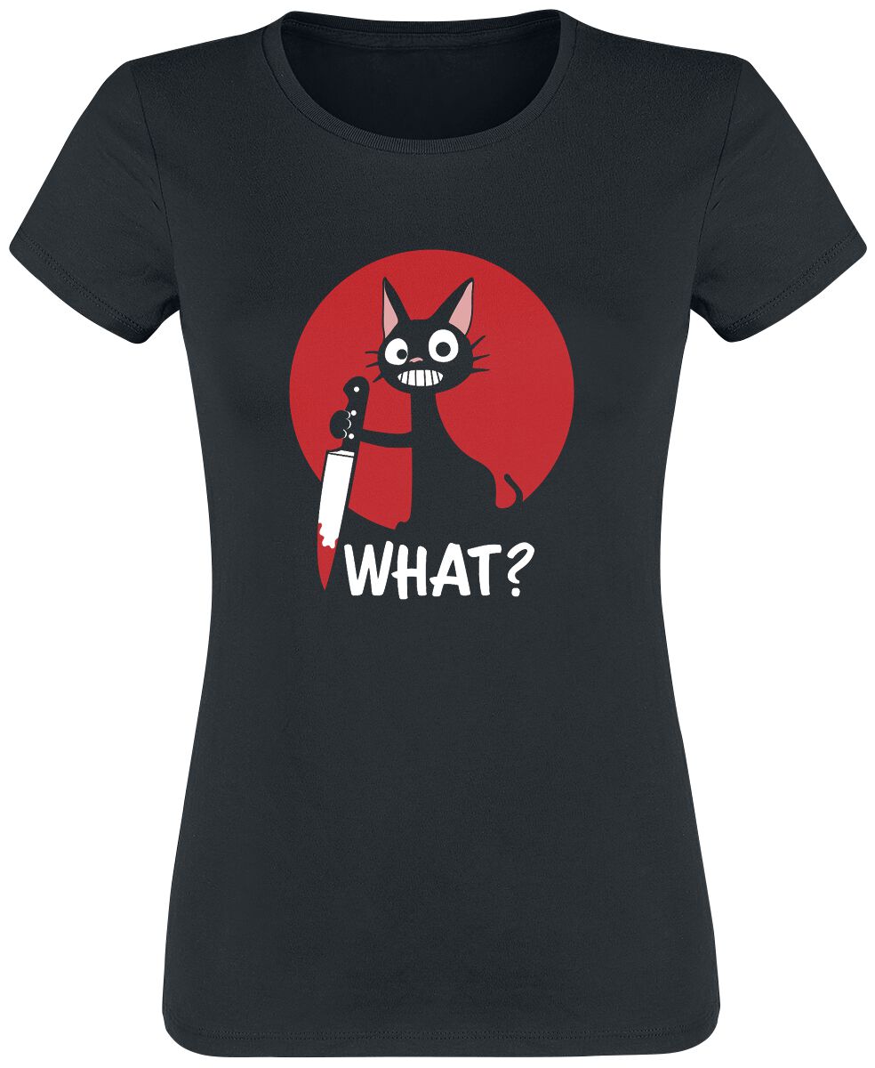 T-Shirt Manches courtes Fun de Tierisch - What? - S à 3XL - pour Femme - noir