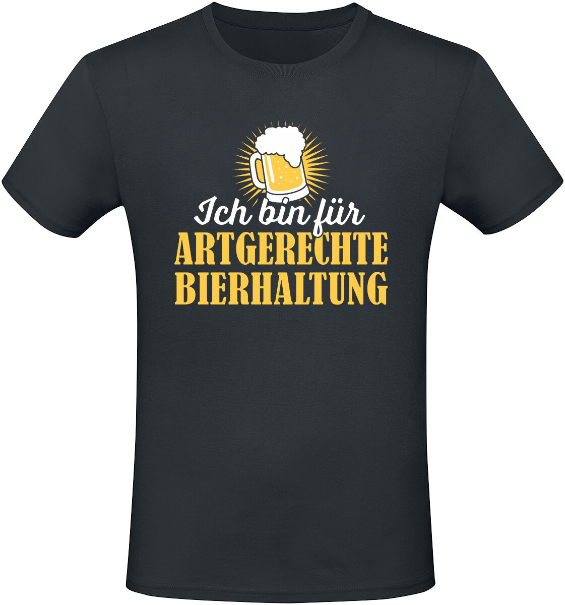 Alkohol & Party - Fun T-Shirt - Ich bin für artgerechte Bierhaltung - S bis M - für Herren - schwarz