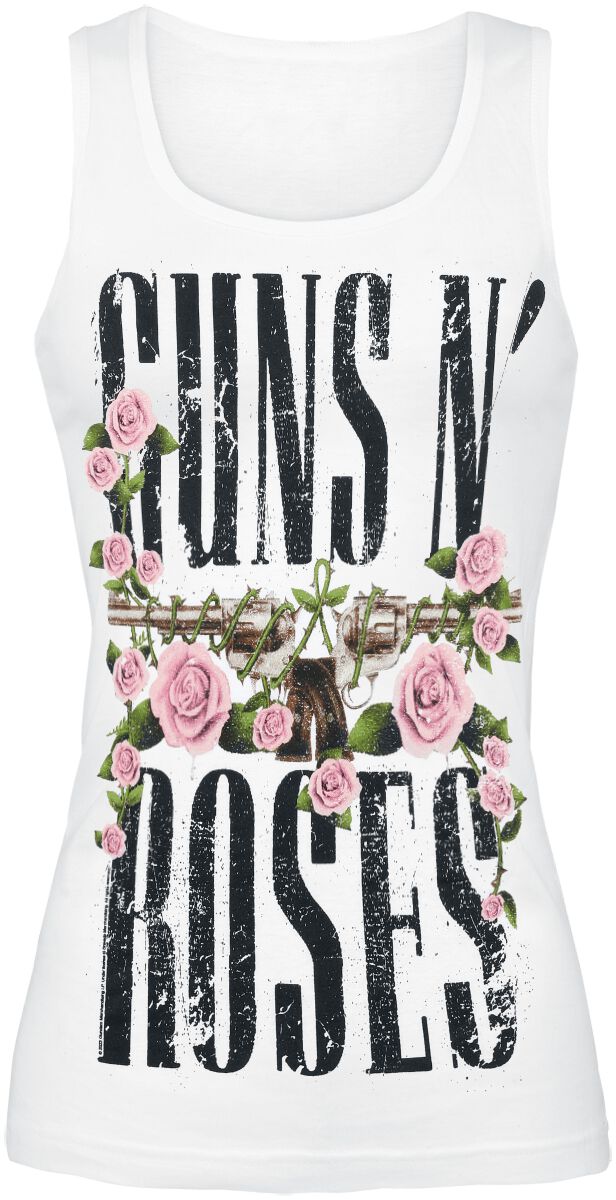 Guns N` Roses Top - Big Guns - M bis XXL - für Damen - Größe L - weiß  - Lizenziertes Merchandise!