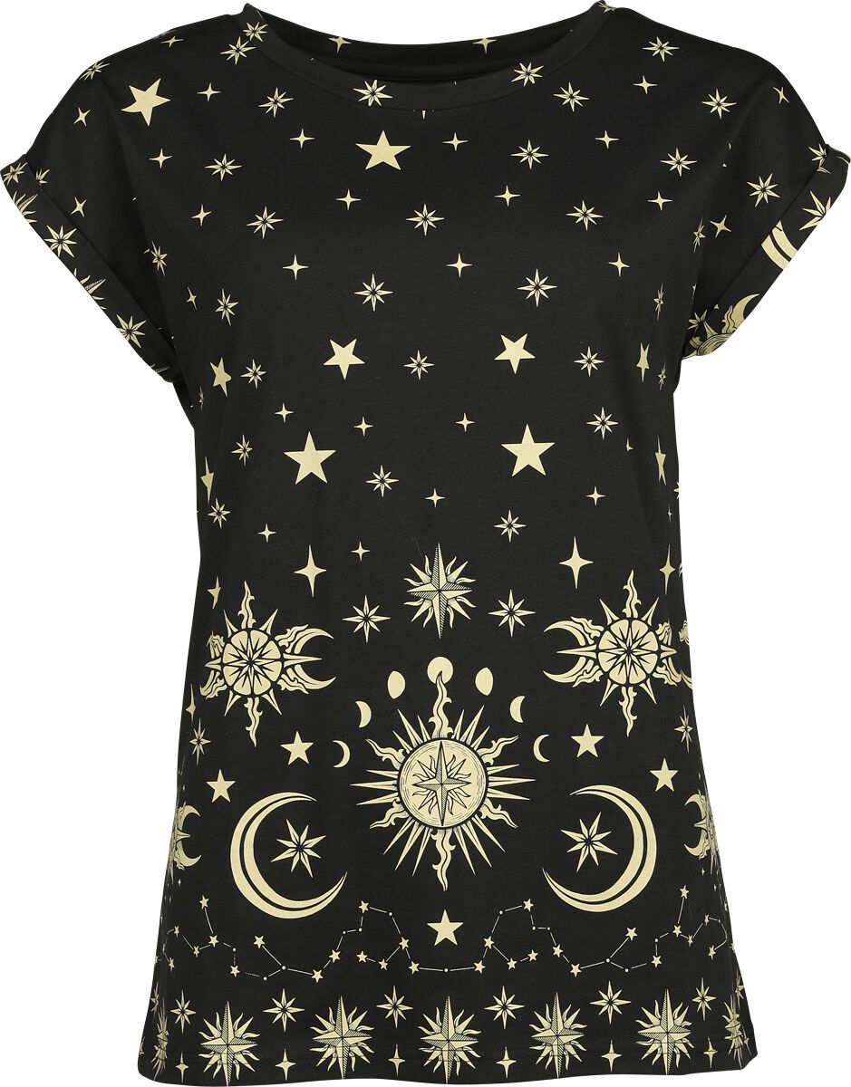 Image of T-Shirt Gothic di Gothicana by EMP - T-shirt with sun, stars and moon - S a XXL - Donna - nero