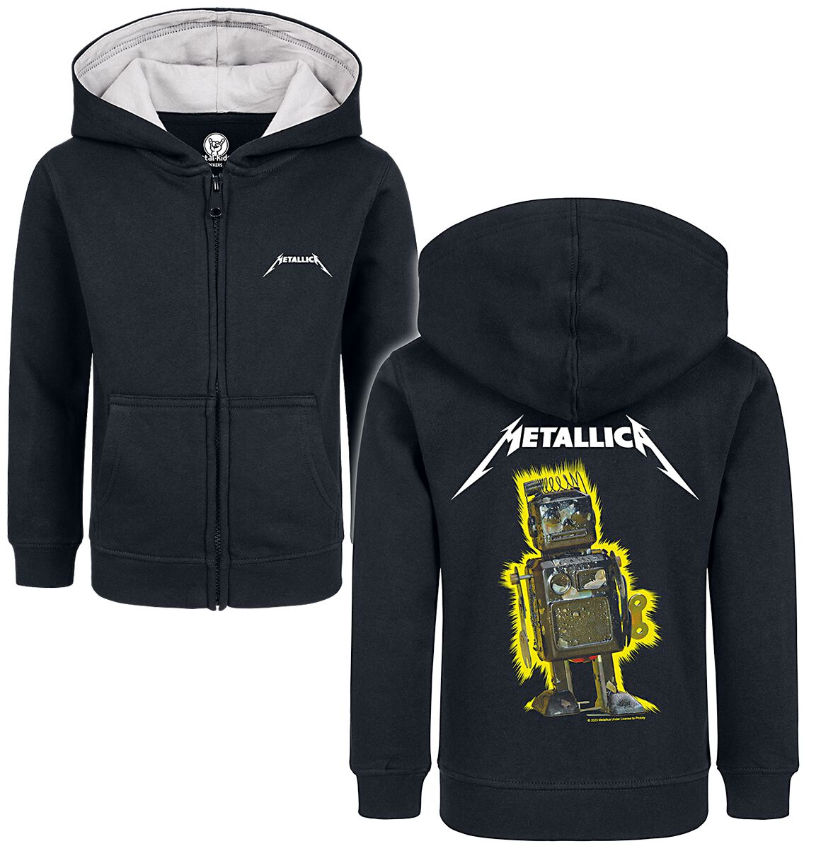 Metallica Kinder-Kapuzenjacke für Kinder - Metal-Kids - Robot Blast - für Mädchen & Jungen - schwarz  - Lizenziertes Merchandise!