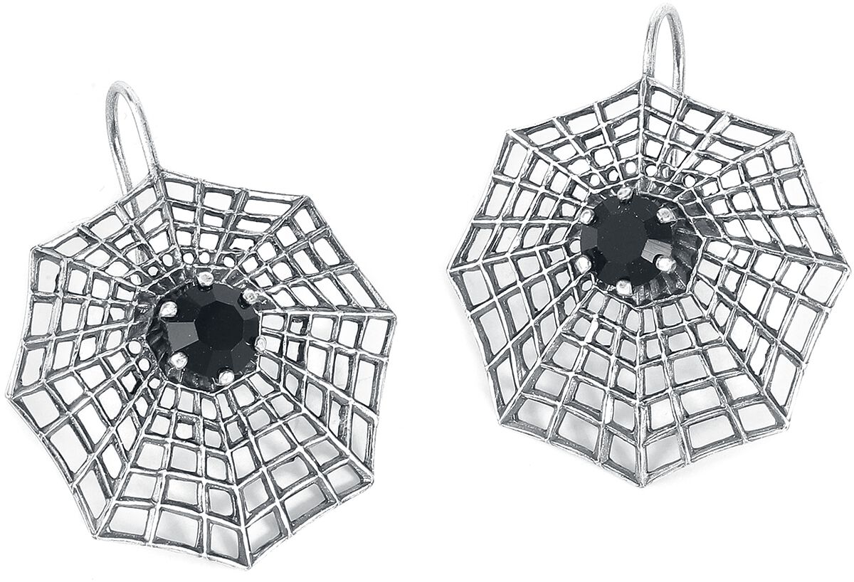 Krikor – Gothic Ohrring – Spinnennetz – für Damen – schwarz/silberfarben Krikor – Gothic Ohrring – Spinnennetz – für Damen – schwarz/silberfarben