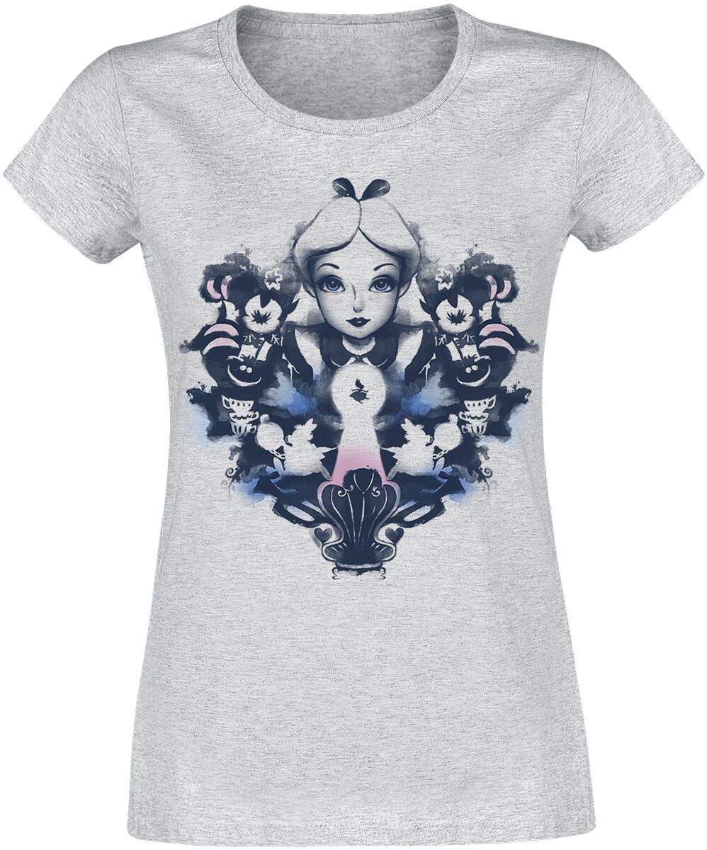Alice im Wunderland - Disney T-Shirt - Rorschach - S bis M - für Damen - Größe S - grau  - EMP exklusives Merchandise!