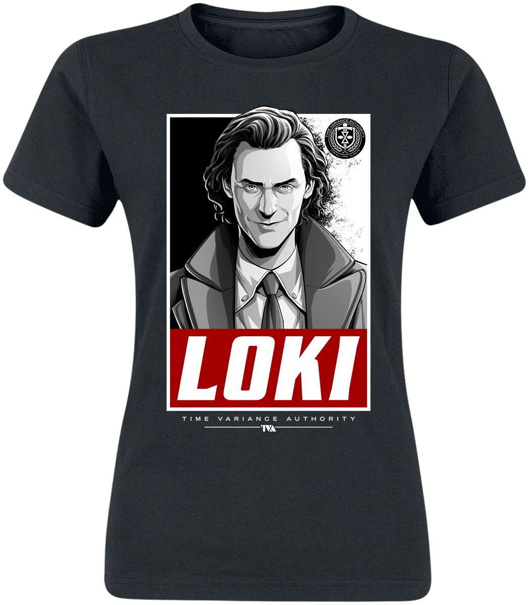 Loki - Marvel T-Shirt - S bis XL - für Damen - Größe M - schwarz  - Lizenzierter Fanartikel