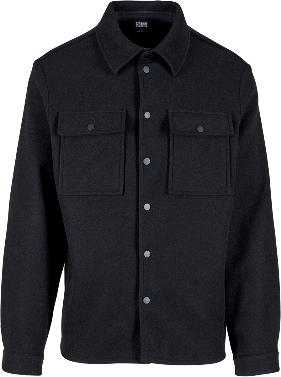 Urban Classics Plain Overshirt Langarmhemd schwarz in XL