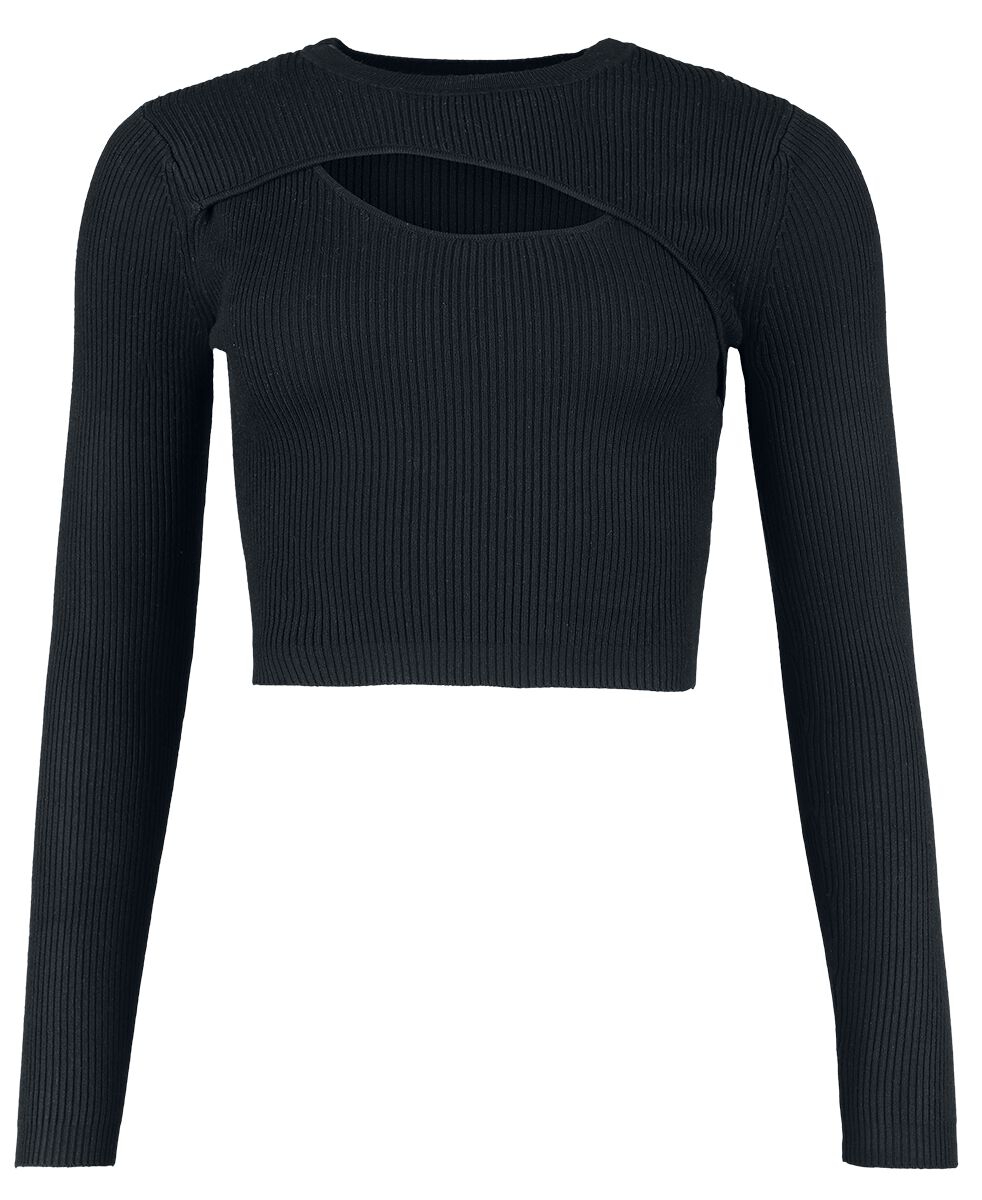 Only Langarmshirt - Onlliza L/S Peek-A-Boo Pullover - XS bis XL - für Damen - Größe L - schwarz