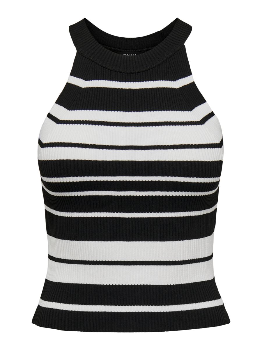 Only Onledna Halterneck Top KNT Top schwarz weiß in XS