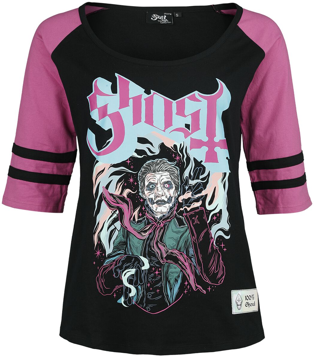 Ghost Langarmshirt - EMP Signature Collection - S bis XXL - für Damen - Größe XL - schwarz/pink  - EMP exklusives Merchandise!