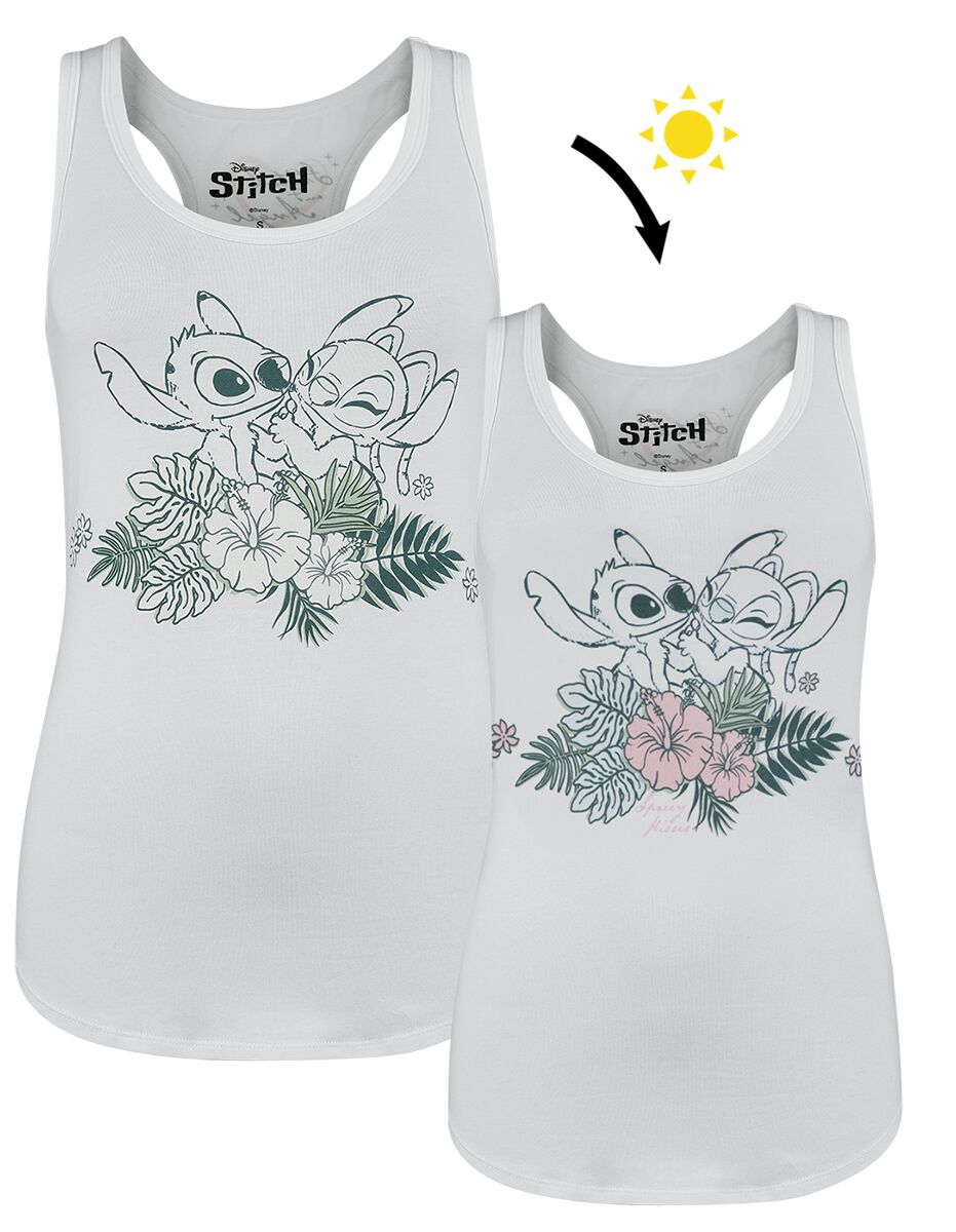 Lilo & Stitch - Disney Top - Stitch - Blumen - S bis XXL - für Damen - Größe M - weiß  - EMP exklusives Merchandise!