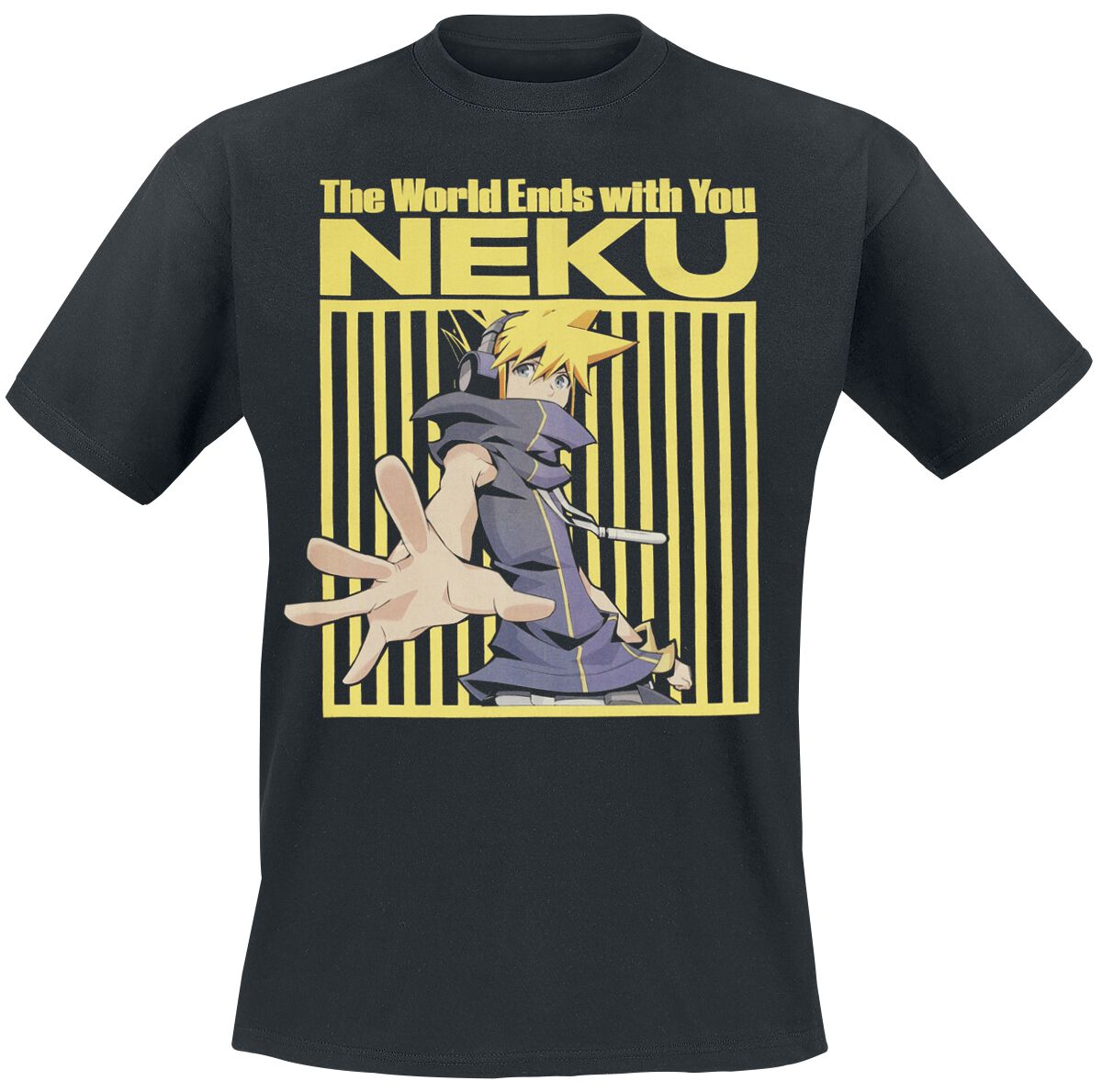 The World Ends With You – Anime T-Shirt – Neku – S bis M – für Männer – Größe M – schwarz – Lizenzierter Fanartikel The World Ends With You – Anime T-Shirt – Neku – S bis M – für Männer – Größe M – schwarz – Lizenzierter Fanartikel
