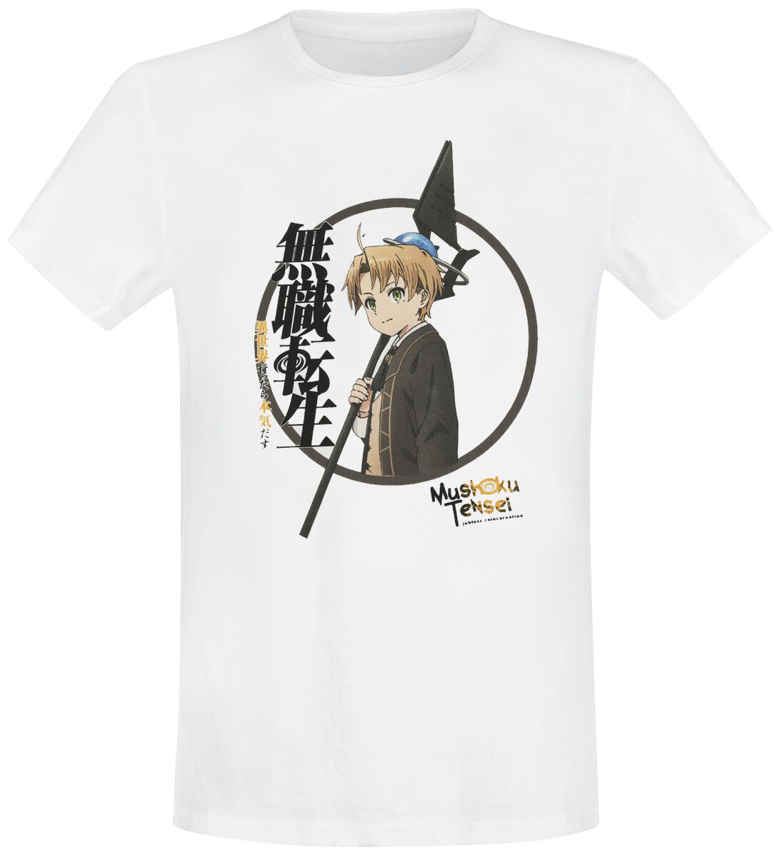 Mushoku Tensei - Anime T-Shirt - Rudeus Greyrat - S bis XL - für Männer - Größe L - weiß  - Lizenzierter Fanartikel