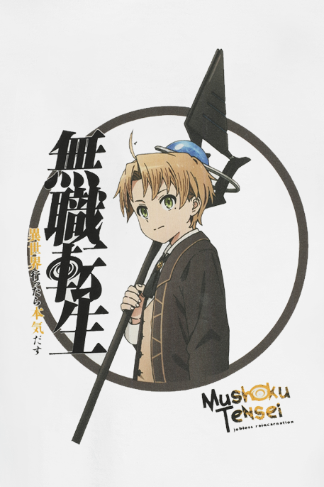Mushoku Tensei - Anime T-Shirt - Rudeus Greyrat - S bis M - für Männer - Größe S - weiß  - Lizenzierter Fanartikel