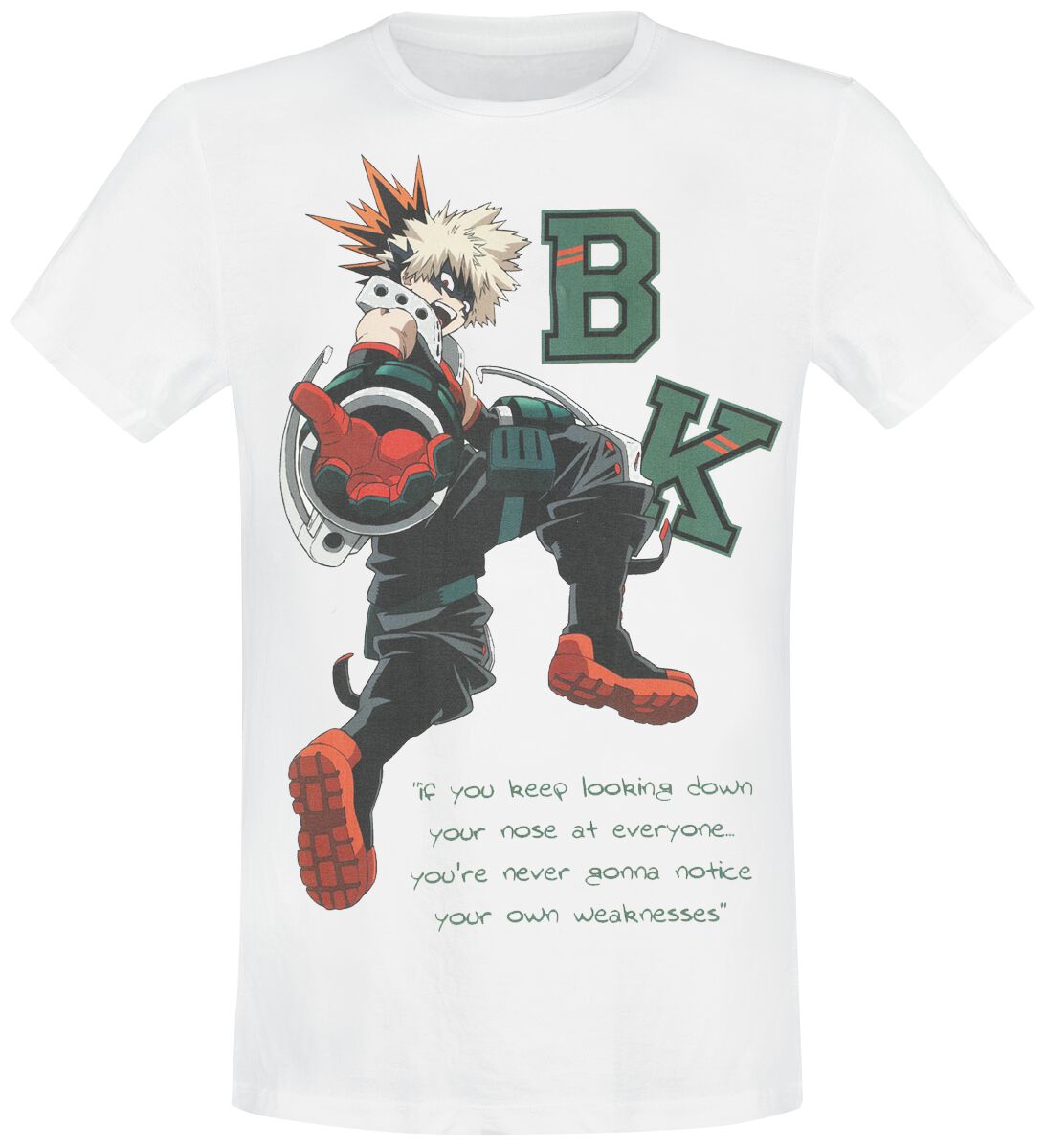 Image of T-Shirt Anime di My Hero Academia - Bakugo - Quote - XL - Uomo - bianco