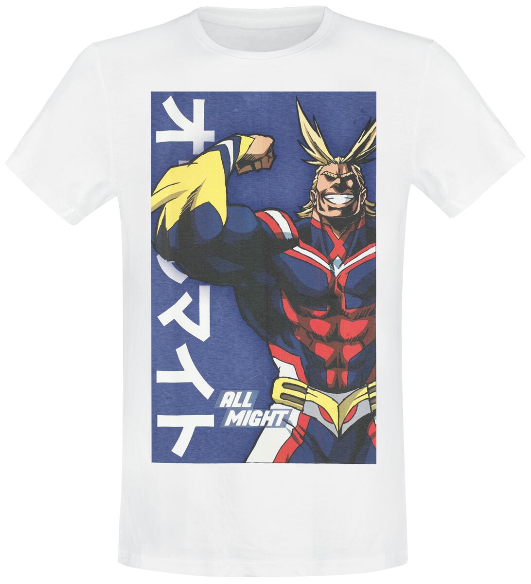 Image of T-Shirt Anime di My Hero Academia - All Might Poster - S a M - Uomo - bianco