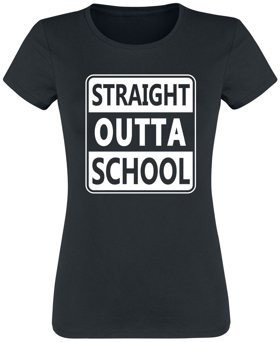 Sprüche Straight outta school T-Shirt schwarz in XL