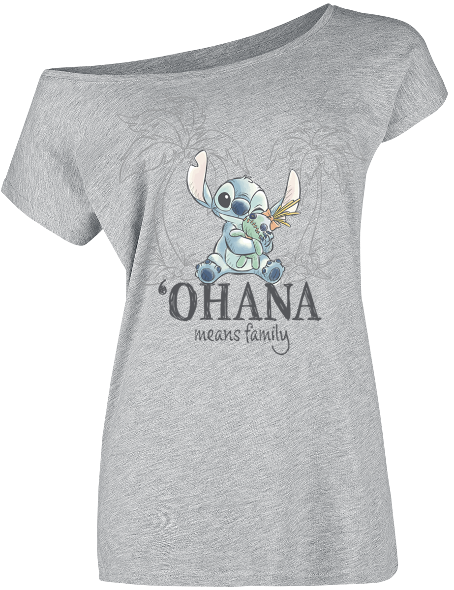 Lilo & Stitch Disney T-Shirt - Ohana tropical - for Women - grey