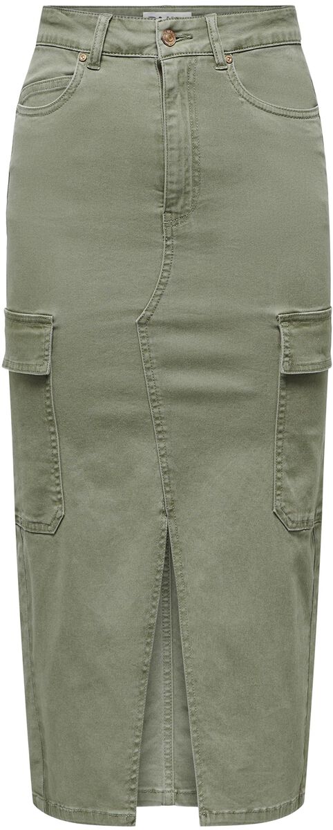 Image of Gonna lunga di Only - Onllola HW Cargo Long Slit Skirt NOOS - XS a XL - Donna - verde oliva