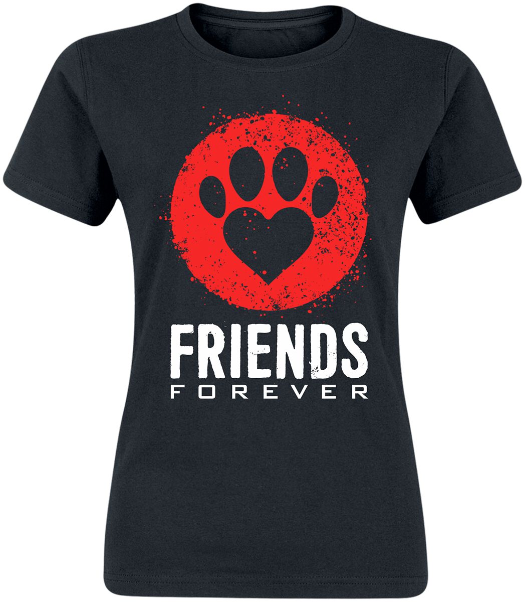 Tierisch T-Shirt - Tatze - Friends forever - M bis XXL - für Damen - Größe L - schwarz