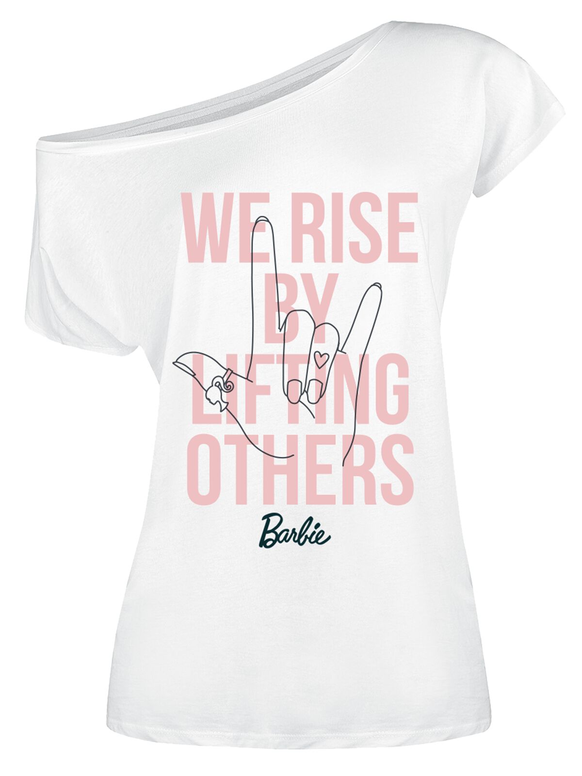 Barbie T-Shirt - We Rise By Lifting Others - S bis XXL - für Damen - Größe L - weiß  - Lizenzierter Fanartikel