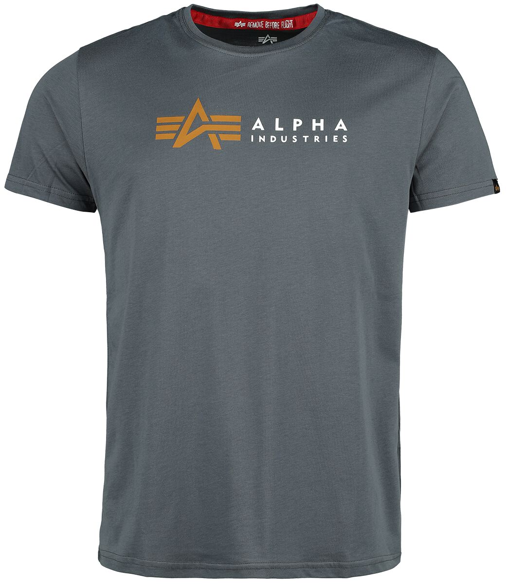Alpha Industries T-Shirt - Alpha Label T-Shirt - S bis XXL - für Männer - Größe M - grau