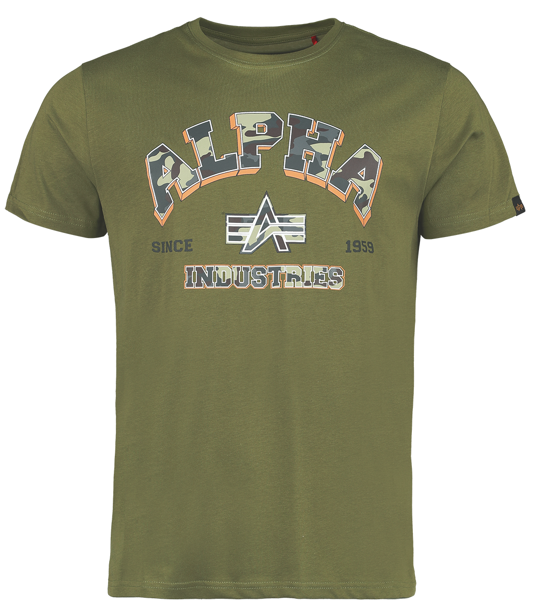Alpha Industries - College Camo T - T-Shirt - grün
