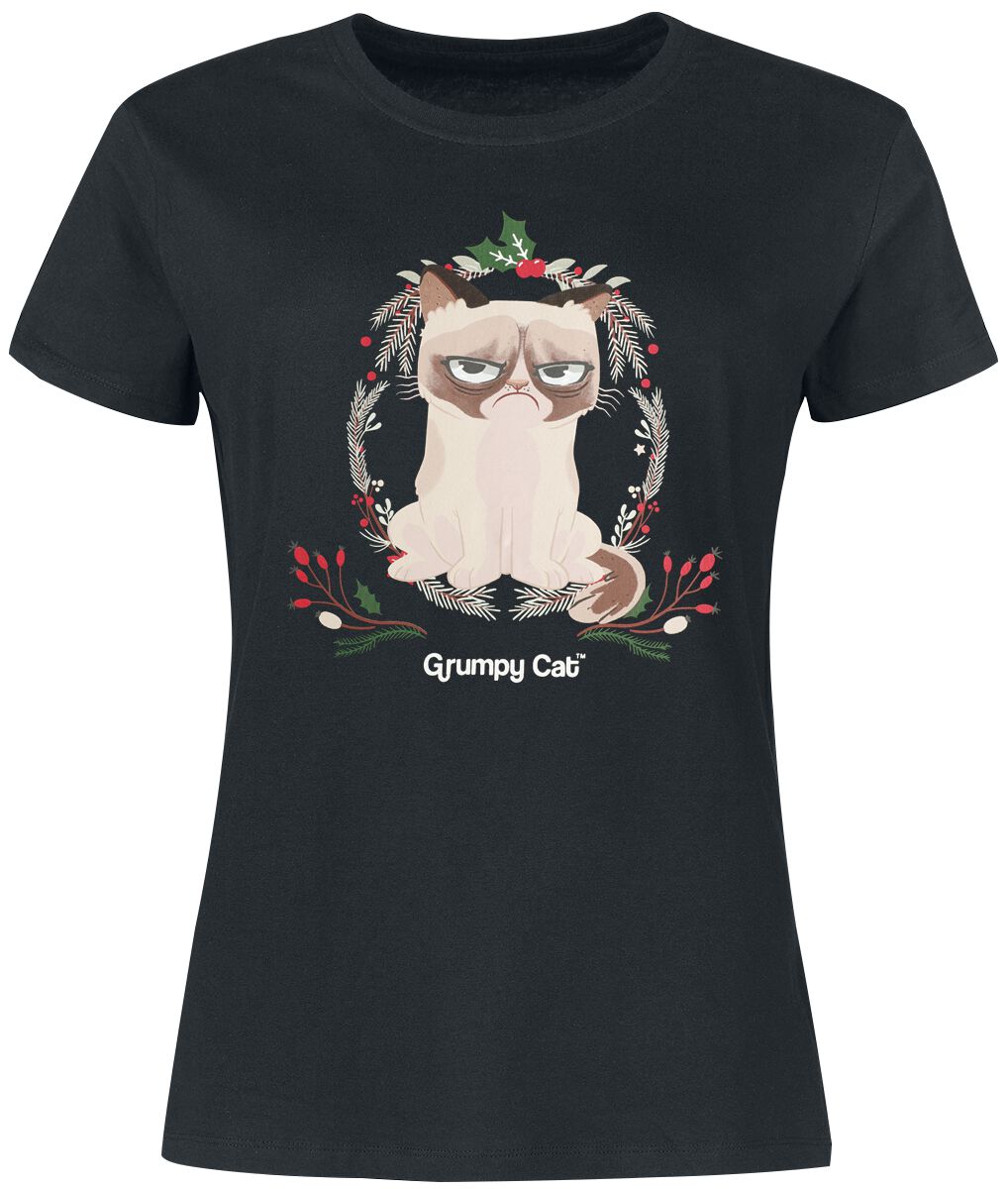 Levně Grumpy Cat Grumpy Christmas Dámské tričko černá