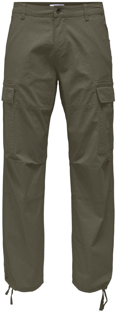 Image of Pantaloni modello cargo di ONLY and SONS - ONSRay Life 0020 ribstop cargo - W29L32 a W36L34 - Uomo - verde oliva