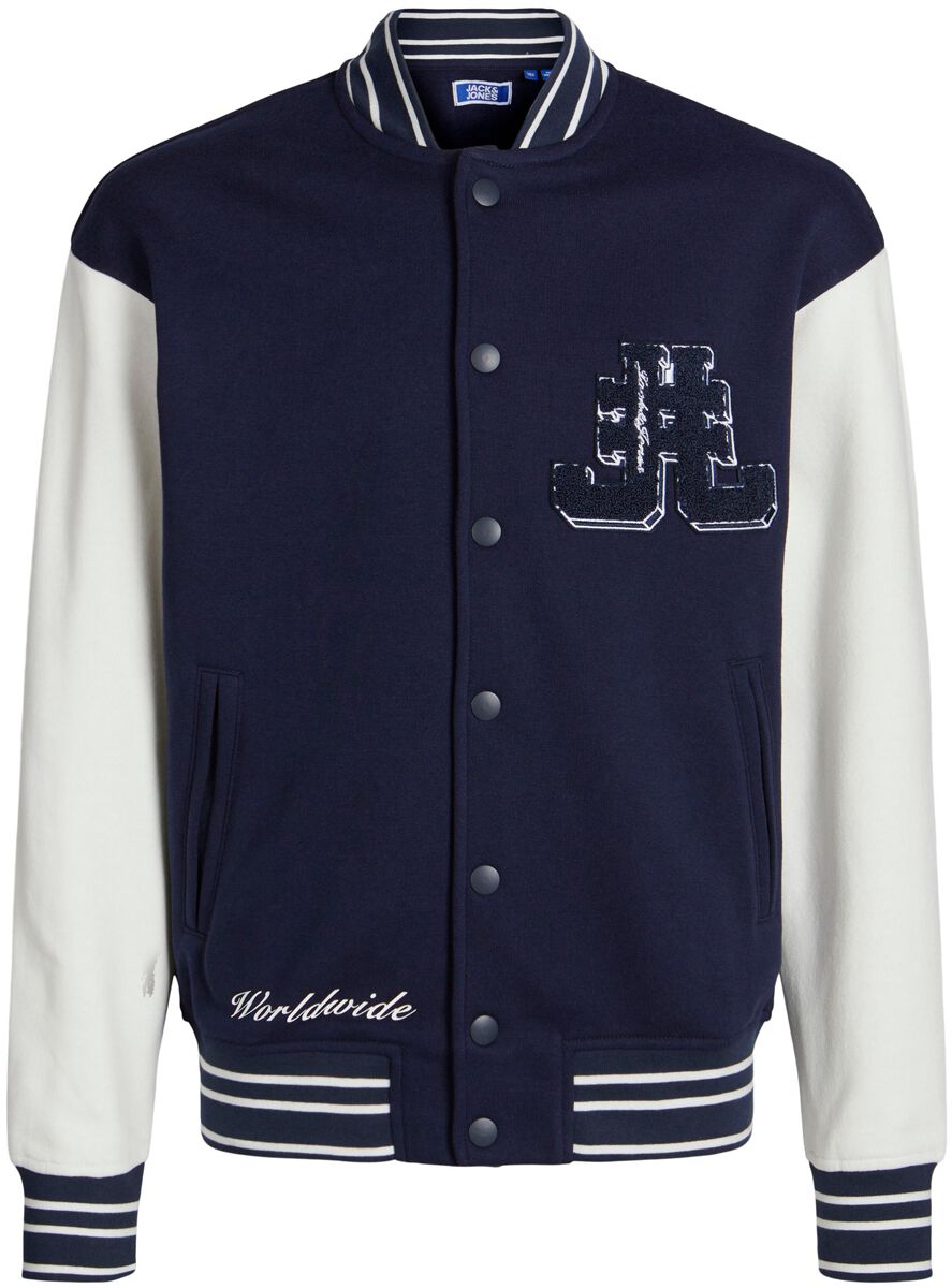 Jack & Jones Junior Jacke für Kinder - JORCole Varsity Sweat Cardigan OS JNR - für Jungen - blau/weiß