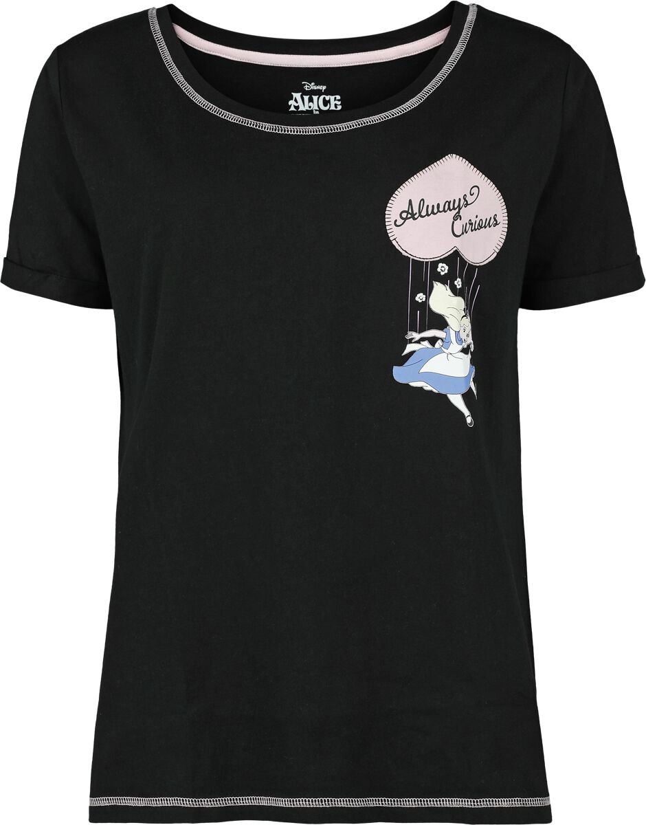 Image of T-Shirt Disney di Alice nel Paese delle Meraviglie - Alice in Wonderland - Always Curious - S a XXL - Donna - nero