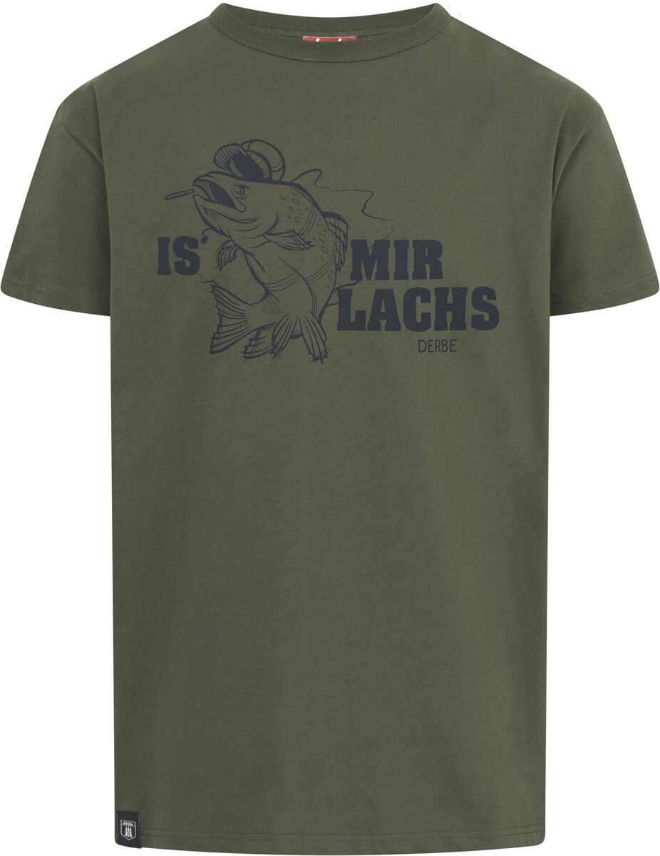 Derbe Hamburg T-Shirt - Is Mir Lachs - S bis 3XL - für Männer - Größe 3XL - oliv