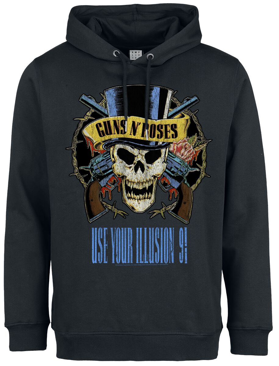 Guns N` Roses Kapuzenpullover - Amplified Collection - Use Your Illusion - S bis 3XL - für Männer - Größe S - schwarz  - Lizenziertes Merchandise!
