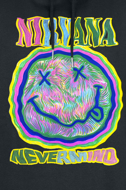 Nirvana Kapuzenpullover - Amplified Collection - Scribble Smiley - S bis XXL - für Männer - Größe XL - schwarz  - Lizenziertes Merchandise!