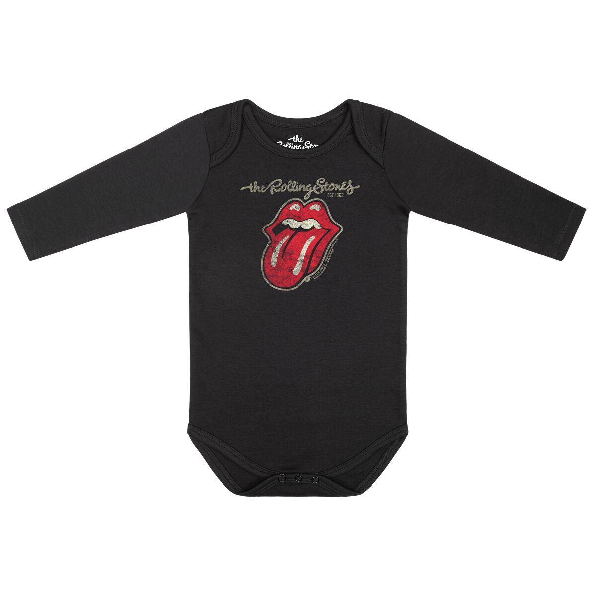 The Rolling Stones Body für Neugeborene - Classic Tongue - für Mädchen & Jungen - schwarz  - Lizenziertes Merchandise!