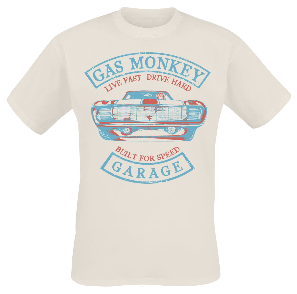 Levně Gas Monkey Garage Live Fast, Drive Hard Tričko přírodní