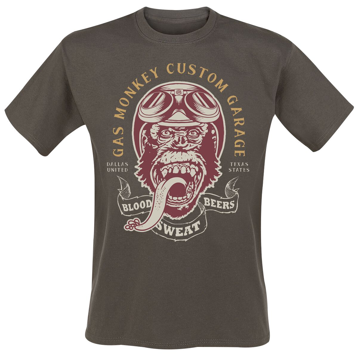 Gas Monkey Garage T-Shirt - Vintage Monkey - S - für Männer - Größe S - braun  - Lizenzierter Fanartikel