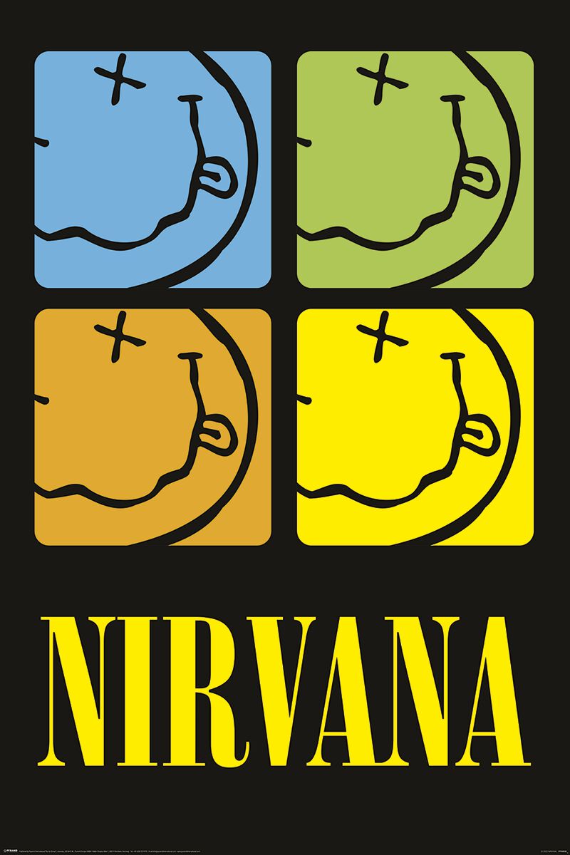 Nirvana Smiliey Squares Poster multicolor