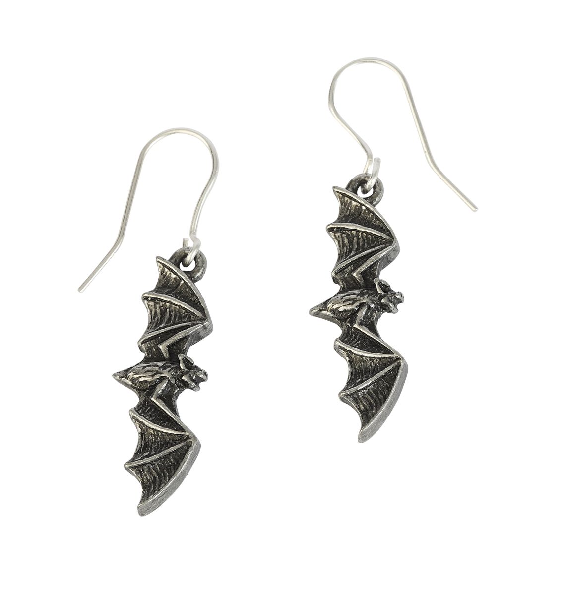 Alchemy Gothic – Gothic Ohrring – Bat Wing – für Damen – schwarz/silberfarben