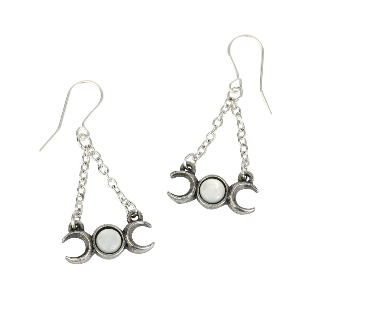 Alchemy Gothic – Gothic Ohrring – Triple Moon Droppers – für Damen – schwarz/silberfarben Alchemy Gothic – Gothic Ohrring – Triple Moon Droppers – für Damen – schwarz/silberfarben