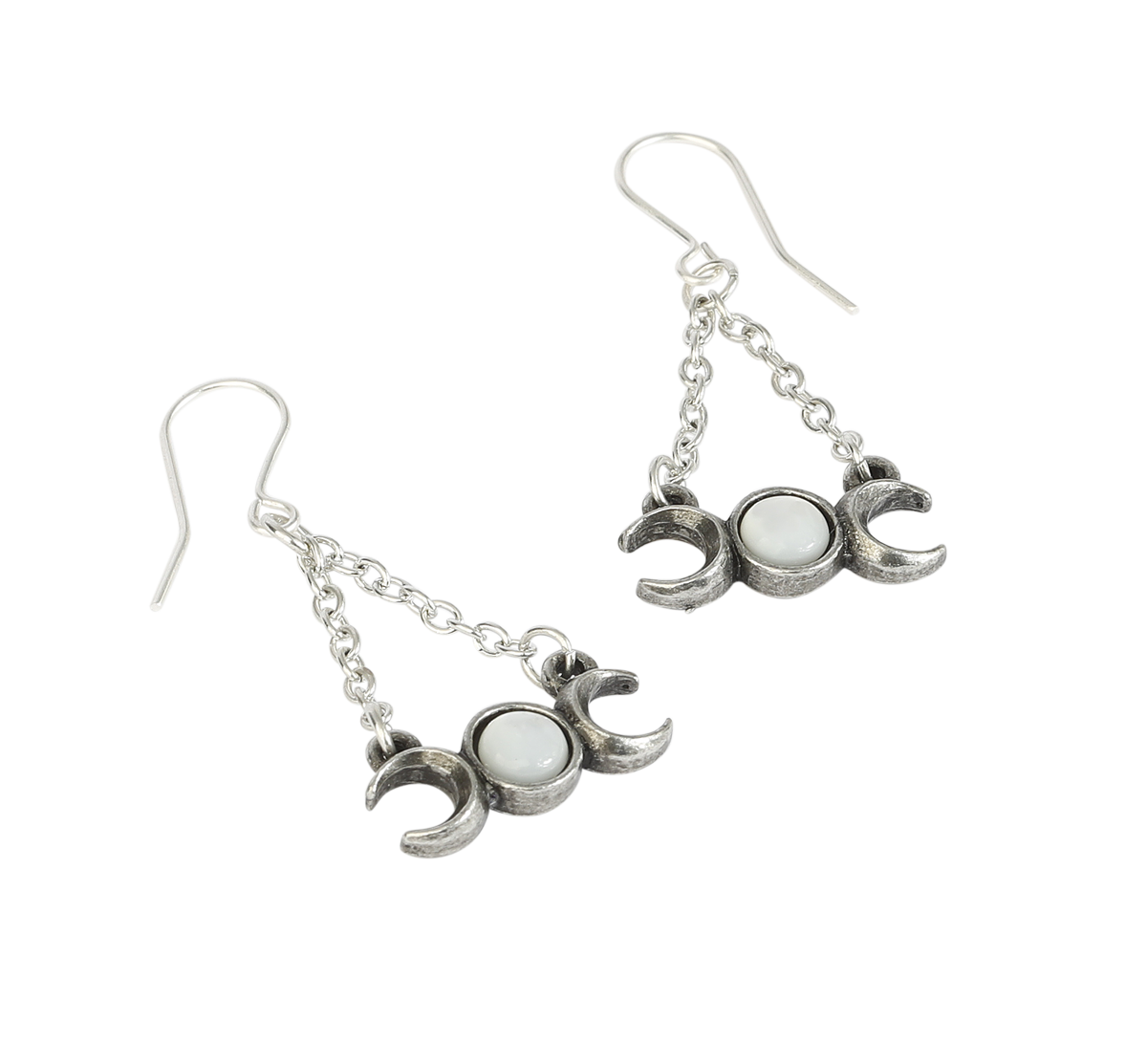Alchemy Gothic - Gothic Ohrring - Triple Moon Droppers - für Damen - schwarz/silberfarben