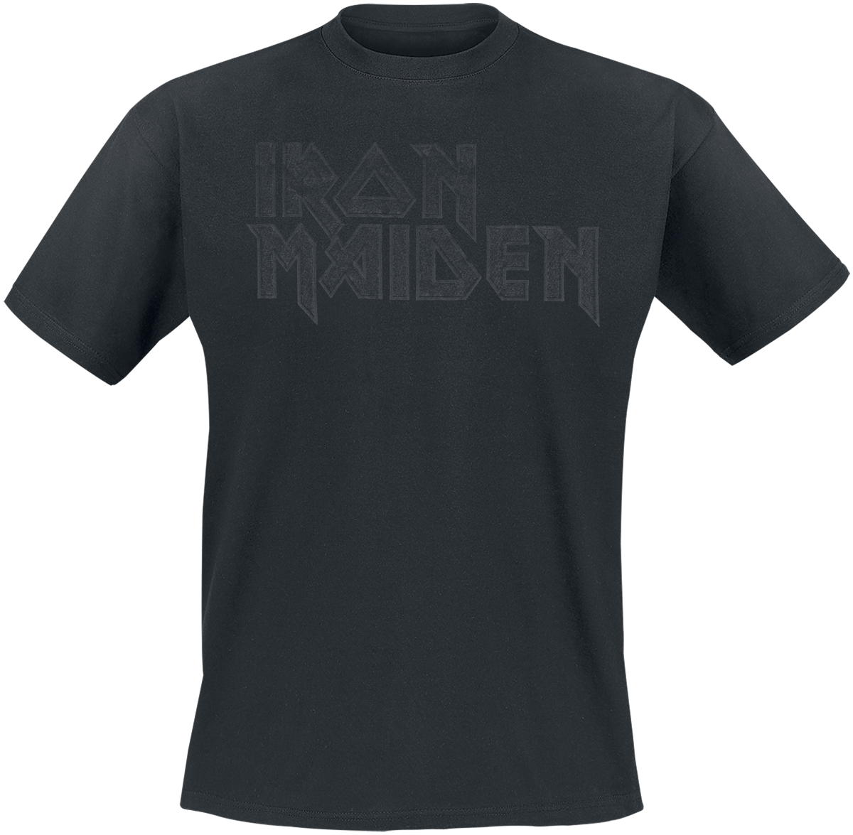 Iron Maiden - Black On Black Logo Stacked - T-Shirt - schwarz