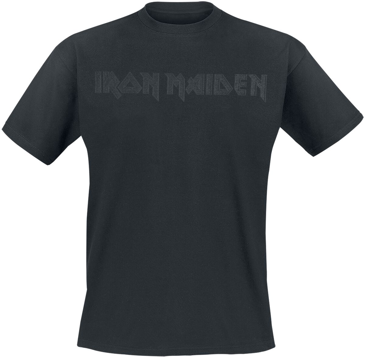 Levně Iron Maiden Black On Black Logo Tričko černá