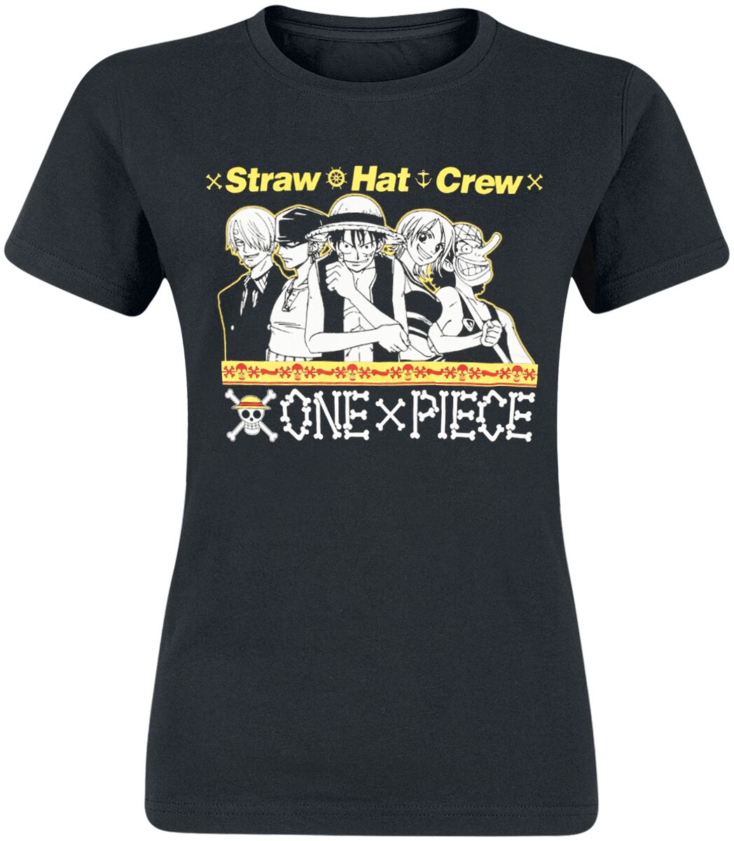 One Piece - Anime T-Shirt - Straw Hat Crew - S bis XXL - für Damen - Größe S - schwarz  - Lizenzierter Fanartikel