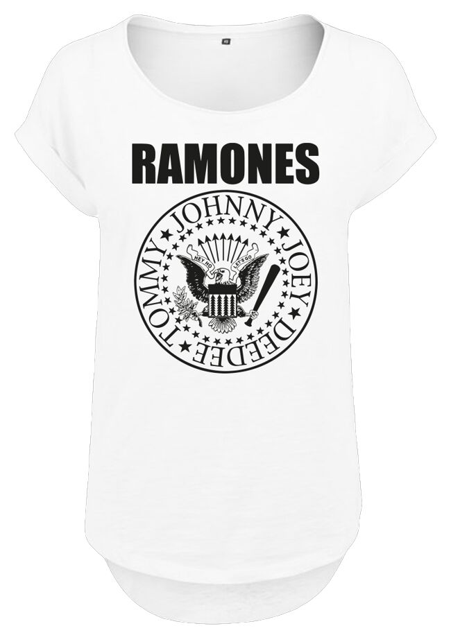 Ramones T-Shirt - Crest - XS bis S - für Damen - Größe XS - weiß  - Lizenziertes Merchandise!
