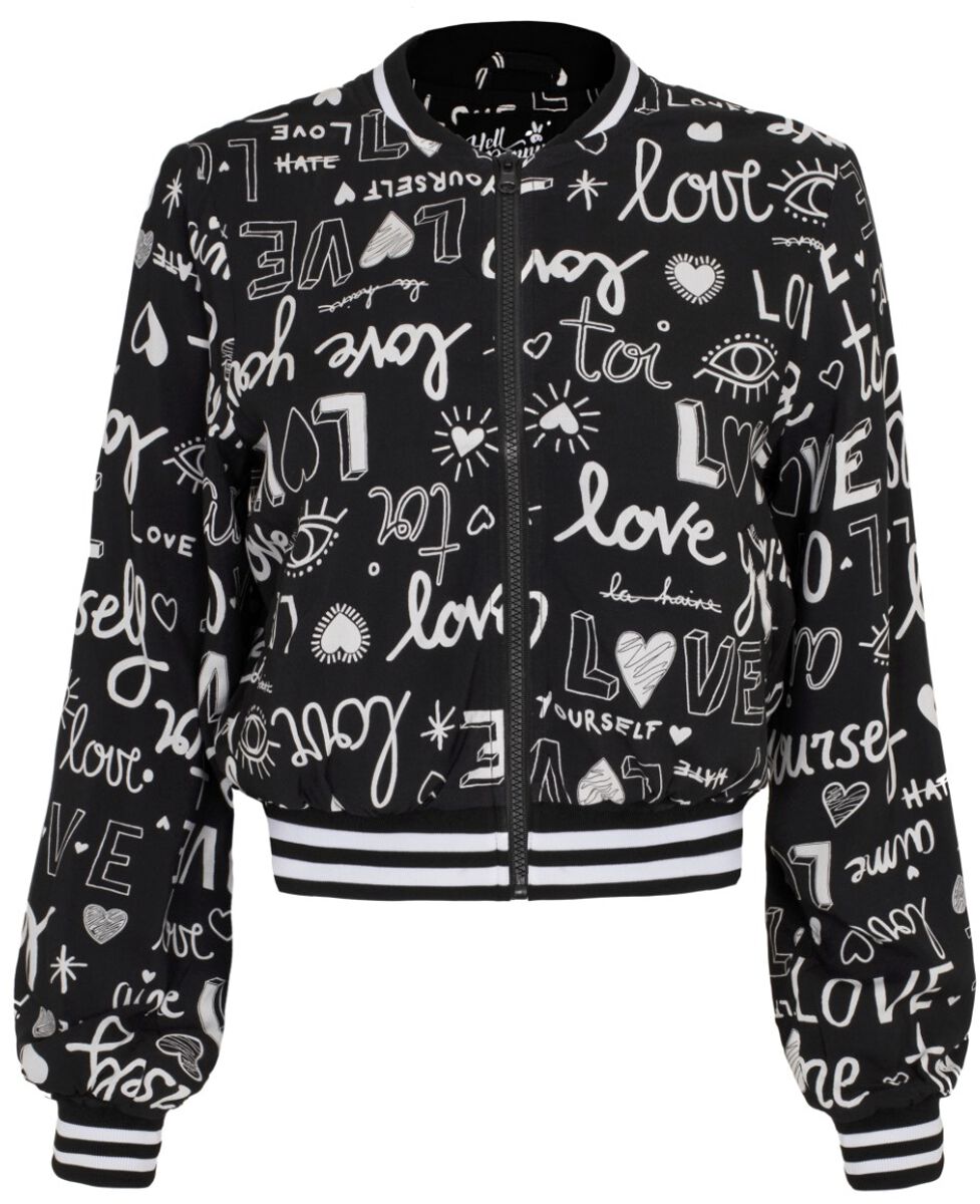 Image of Giacca in stile College di Hell Bunny - Love Yourself Jacket - XS a XXL - Donna - nero/bianco