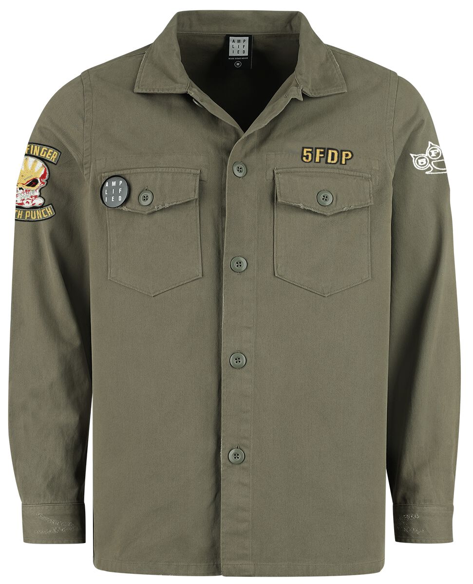 Levně Five Finger Death Punch FFDP Military Shirt - Shacket Košile khaki
